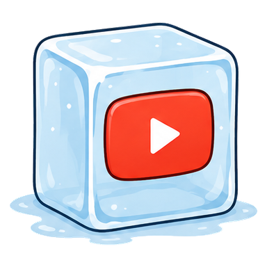 YouTube play button frozen in an ice cube